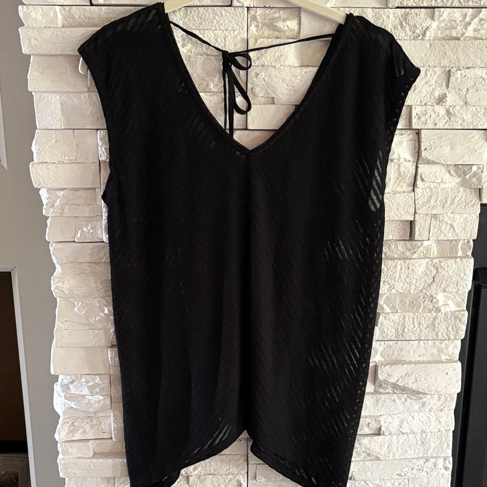 White House Black Market Black V-Neck Blouse